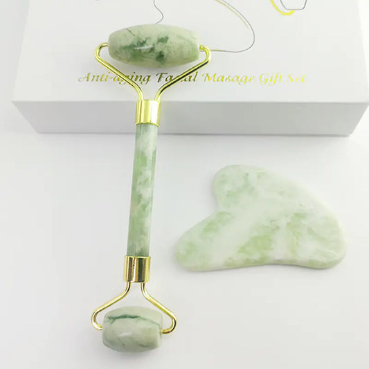 Luxury White Jade Gua Sha & Facial Roller Set – Xiu Yu Stone (110g)