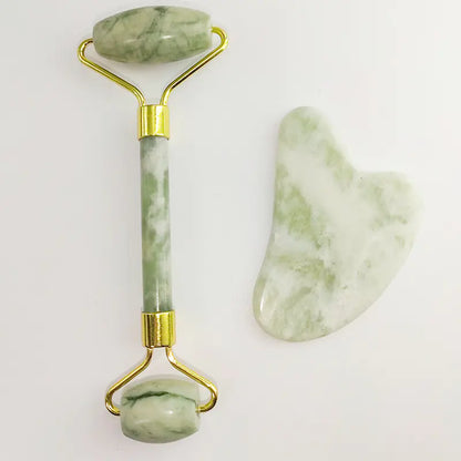 Luxury White Jade Gua Sha & Facial Roller Set – Xiu Yu Stone (110g)